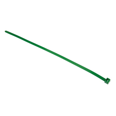 HellermannTyton Cable Tie, 380mm x 7.6 mm, Green Polyamide 6.6 (PA66), Pk-100