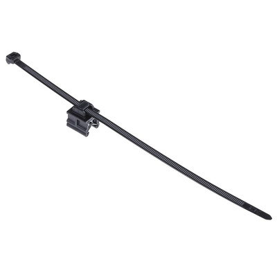 HellermannTyton Cable Tie Assemblies, Black Polyamide 6.6 (PA66), Pk-100