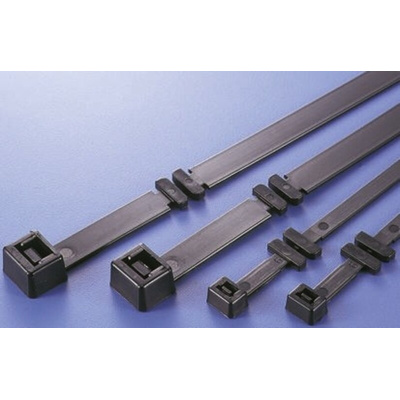 HellermannTyton Cable Tie, Inside Serrated, 320mm x 7.6 mm, Black Polyamide 6.6 (PA66), Pk-100