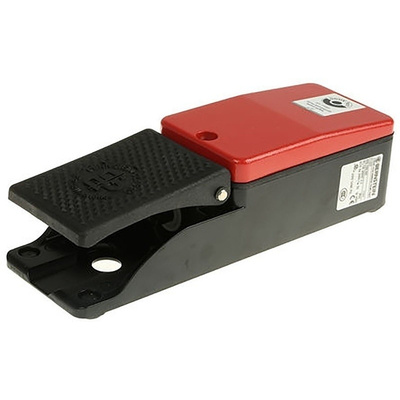 606 Series Emergency Stop Foot Switch without Cover, 1 Pedal, Momentary Contacts, NO/NC