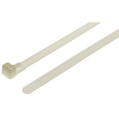 HellermannTyton Cable Tie, Releasable, 250mm x 7.6 mm, Natural Polyamide 6.6 (PA66), Pk-100