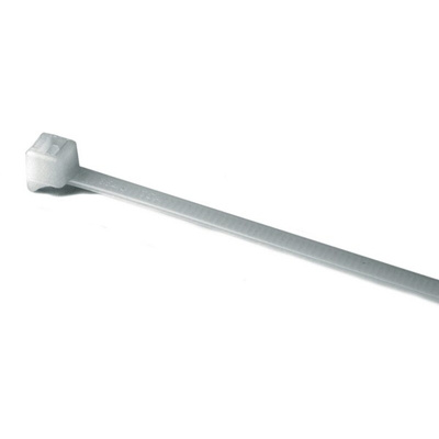 HellermannTyton Cable Ties, Inside Serrated, 100mm x 2.5 mm, Natural Polyamide 6.6 (PA66), Pk-100pack