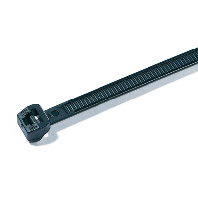 HellermannTyton Cable Tie, Releasable, 100mm x 2.5 mm, Black Polyamide 6.6 (PA66)