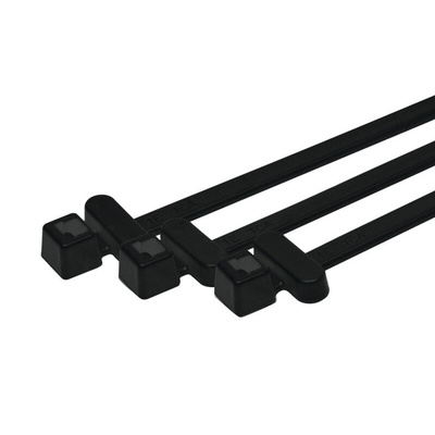HellermannTyton Cable Tie, Releasable, 200mm x 4.6 mm, Black Polyamide 6.6 (PA66)