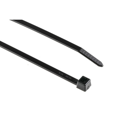 HellermannTyton Cable Tie, Inside Serrated, 210mm x 4.7 mm, Black Polyamide 6.6 (PA66), Pk-100