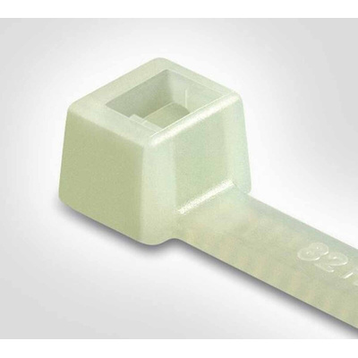 HellermannTyton Cable Tie, Inside Serrated, 205mm x 2.5 mm, Natural Polyamide 6.6 (PA66), Pk-100