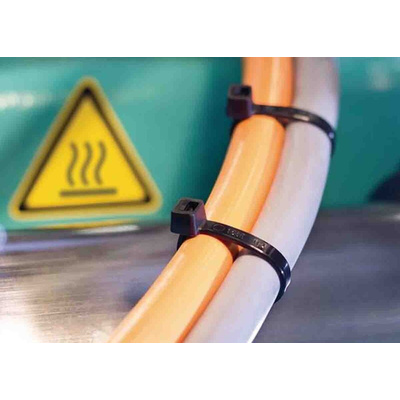 HellermannTyton Cable Tie, Inside Serrated, 205mm x 2.5 mm, Natural Polyamide 6.6 (PA66), Pk-100
