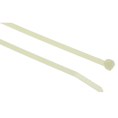 HellermannTyton Cable Tie, Inside Serrated, 290mm x 3.5 mm, Natural Polyamide 6.6 (PA66), Pk-100