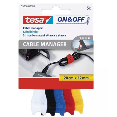 Tesa Cable Tie Bundling Tool, Releasable, 200mm x 12 mm, Blue, Red, White, Yellow Polyamide