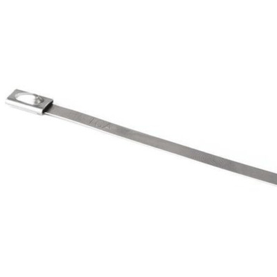 HellermannTyton Cable Tie, Roller Ball, 681mm x 7.9 mm, Metallic 316 Stainless Steel, Pk-50