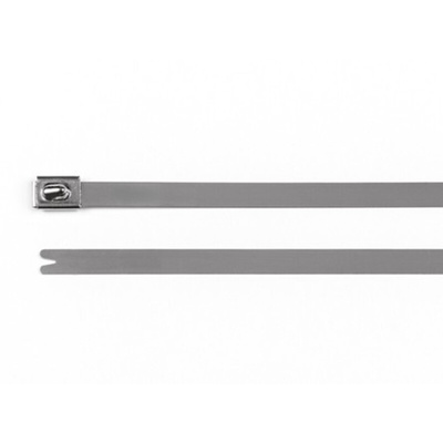 HellermannTyton Cable Tie, Roller Ball, 838mm x 7.9 mm, Metallic 316 Stainless Steel, Pk-50