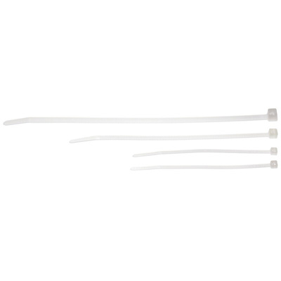 HellermannTyton Cable Tie, Assembly, 100mm x 2.5, 3.5, 4.6 mm, Natural Nylon, Pk-401