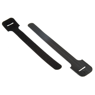 Thomas & Betts Cable Ties, Hook and Loop, 228.6mm x 19.05 mm, Black Nylon, Pk-10
