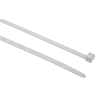 HellermannTyton Cable Tie, 380mm x 7.6 mm, White Polyamide 6.6 (PA66), Pk-100
