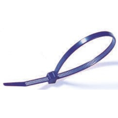 HellermannTyton Cable Tie, Inside Serrated, 390mm x 4.7 mm, Blue Polyamide 6.6 (PA66), Pk-100