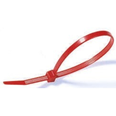 HellermannTyton Cable Tie, Inside Serrated, 390mm x 4.7 mm, Red Polyamide 6.6 (PA66), Pk-100