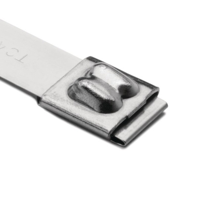 HellermannTyton Cable Tie, Roller Ball, 521mm x 12.3 mm, Metallic 316 Stainless Steel, Pk-50