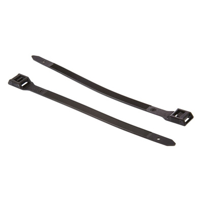 HellermannTyton Cable Tie, External Notched, 180mm x 9 mm, Black PA 6.6 Heatstabilised, Pk-100
