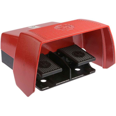 606 Series Emergency Stop Foot Switch with Cover, 2 Pedal, Momentary Contacts, 2NO/2NC