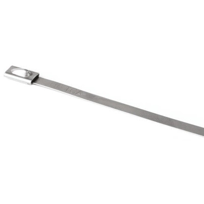 HellermannTyton Cable Tie, Roller Ball, 362mm x 4.6 mm, Metallic 304 Stainless Steel, Pk-100
