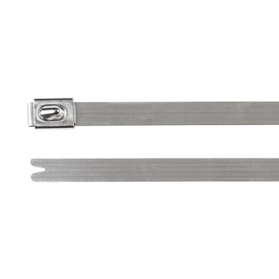 HellermannTyton Cable Tie, Roller Ball, 685mm x 7.9 mm, Metallic 304 Stainless Steel, Pk-50