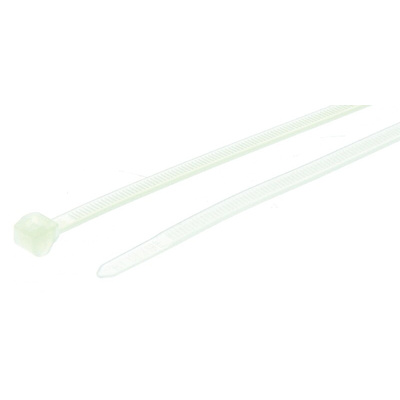 HellermannTyton Cable Tie, Outside Serrated, 200mm x 4.6 mm, Natural Polyamide 6.6 (PA66), Pk-100