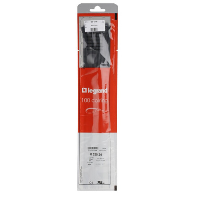 Legrand Cable Tie, 360mm x 4.6 mm, Black Nylon, Pk-100