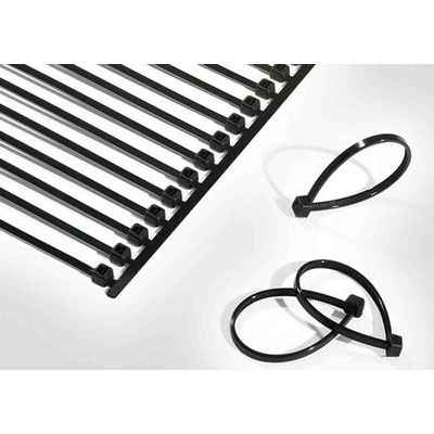 HellermannTyton Cable Tie, 100mm x 2.5 mm, Black Polyamide 6.6 (PA66), Pk-3500