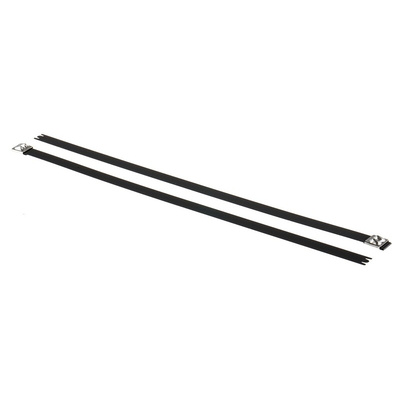 HellermannTyton Cable Tie, Roller Ball, 362mm x 12.3 mm, Black Polyester Coated Stainless Steel, Pk-50