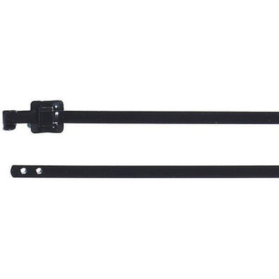 HellermannTyton Cable Tie, Releasable, 430mm x 5.26 mm, Black Polyester Coated Stainless Steel, Pk-100