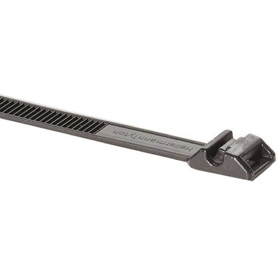 HellermannTyton Cable Tie, 180mm x 9 mm, Black PA 11, Pk-100