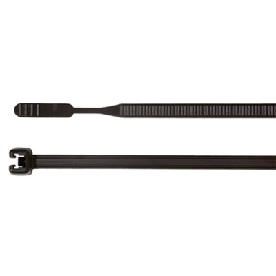 HellermannTyton Cable Tie, 210mm x 4.7 mm, Black Polyamide 6.6 (PA66), Pk-100