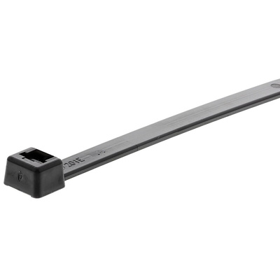 HellermannTyton Cable Tie, Inside Serrated, 387mm x 7.6 mm, Black Polyamide 6.6 (PA66), Pk-100