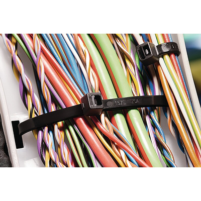 HellermannTyton Cable Tie, Inside Serrated, 445mm x 4.6 mm, Black Polyamide 6.6 (PA66), Pk-500