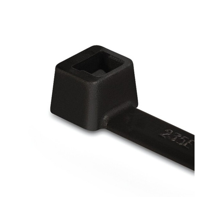 HellermannTyton Cable Tie, Inside Serrated, 245mm x 4.6 mm, Black Polyamide 6.6 (PA66), Pk-100