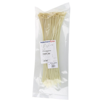HellermannTyton Cable Tie, Inside Serrated, 300mm x 4.6 mm, Natural Polyamide 4.6, Pk-100