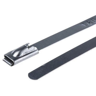 Thomas & Betts Cable Ties, Roller Ball, 100mm x 4.6 mm, Metallic 316 Stainless Steel, Pk-100