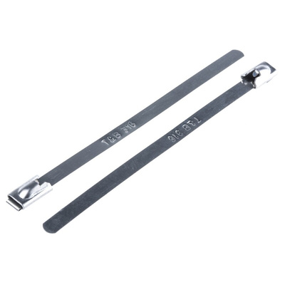 Thomas & Betts Cable Ties, Roller Ball, 100mm x 4.6 mm, Metallic 316 Stainless Steel, Pk-100