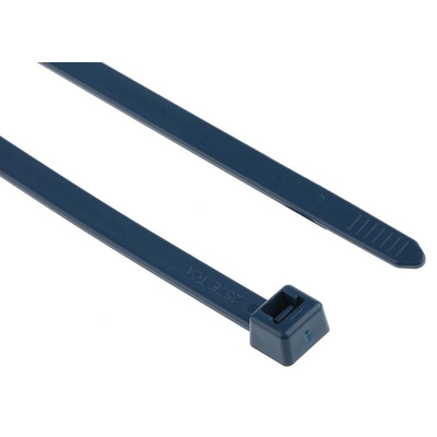 HellermannTyton Cable Tie, 387mm x 7.6 mm, Blue Metal Detectable, Pk-100