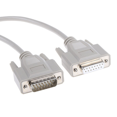 Phoenix Contact Male 15 Pin D-sub to Female 15 Pin D-sub Serial Cable, 2m PVC
