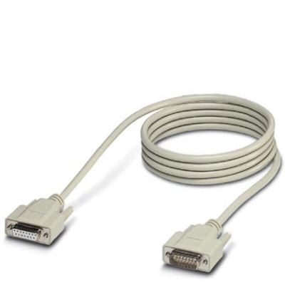 Phoenix Contact Male 15 Pin D-sub to Female 15 Pin D-sub Serial Cable, 2m PVC