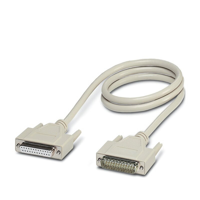 Phoenix Contact Male 25 Pin D-sub to Female 25 Pin D-sub Serial Cable, 2m PVC