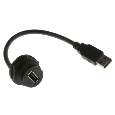 RS PRO USB 2.0 Cable, Female USB A to Male USB A USB Extension Cable, 200mm