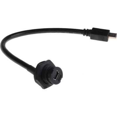 RS PRO Cable, Male Mini USB B to Female Mini USB B USB Extension Cable, 200mm