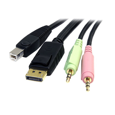 StarTech.com Male 3.5mm Stereo Jack x 2; DisplayPort; USB A to Male 3.5mm Stereo Jack x 2; DisplayPort; USB B KVM Cable