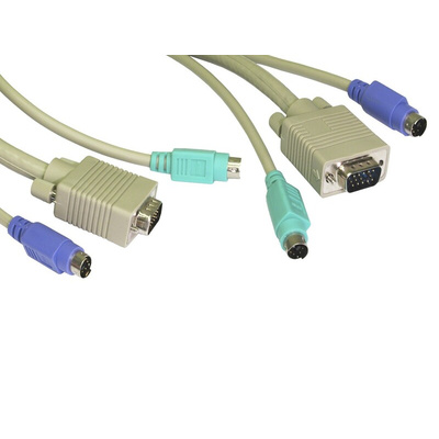 RS PRO Male PS/2 x 2; VGA to Male PS/2 x 2; VGA KVM Cable