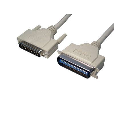 RS PRO Male 25 Pin D-sub to Male Centronics Parallel Cable, 3m, Grey Sheath