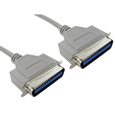 RS PRO Male Centronics to Male Centronics Parallel Cable, 3m, Grey Sheath