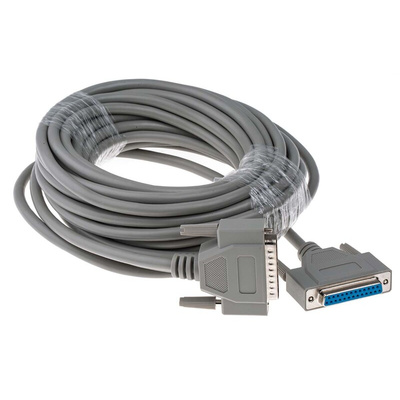 RS PRO Male 25 Pin D-sub to Female 25 Pin D-sub Serial Cable, 10m PVC