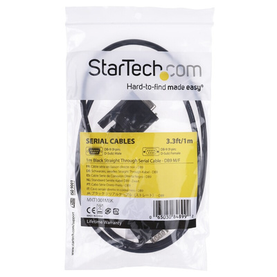 StarTech.com Male 9 Pin D-sub to Female 9 Pin D-sub Serial Cable, 1m PVC